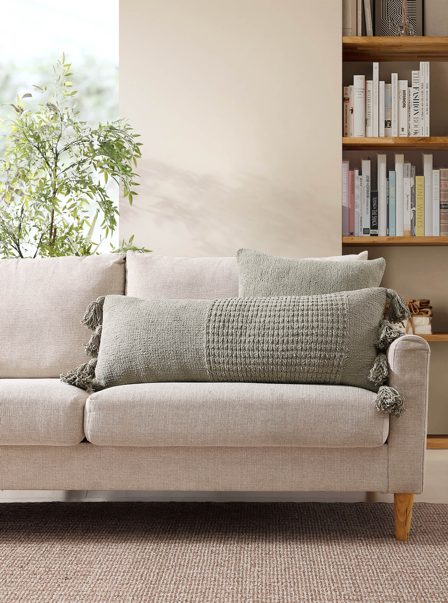 Braided Pom Pom Lumbar Pillow - Image 13