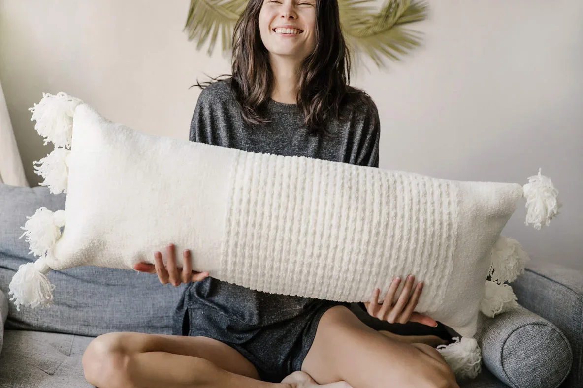 Braided Pom Pom Lumbar Pillow - Image 6